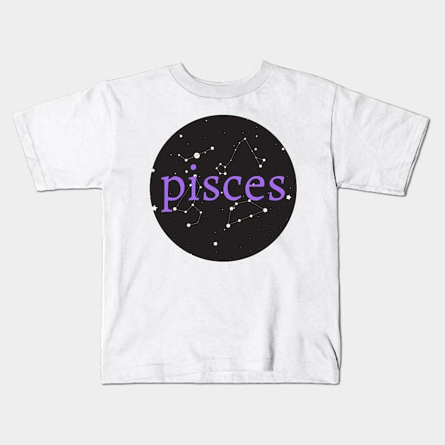 Pisces Zodiac Star Sign Circle Kids T-Shirt by magicae